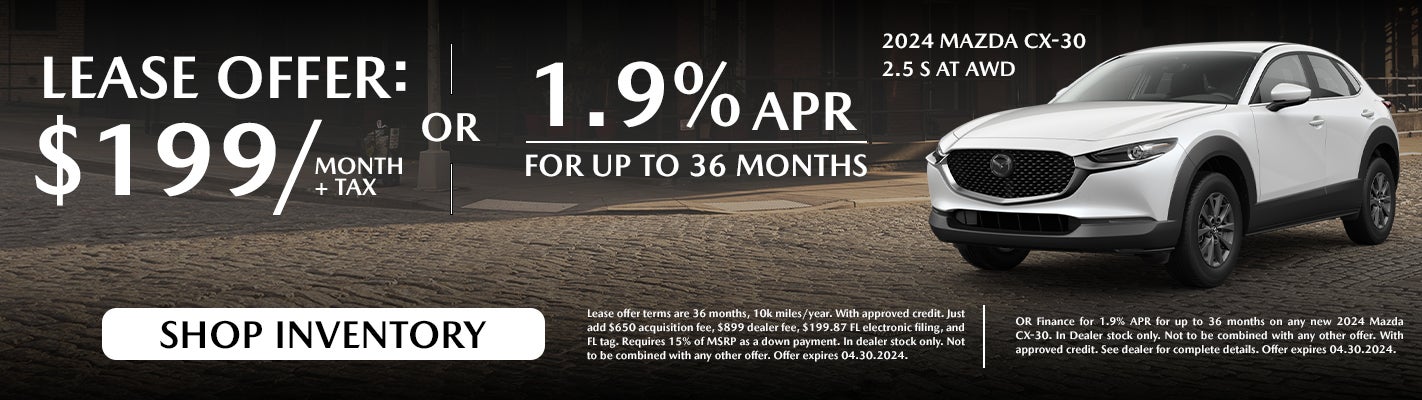 Lease: $199/mo. + tax or 1.9 APR for up to 36 months