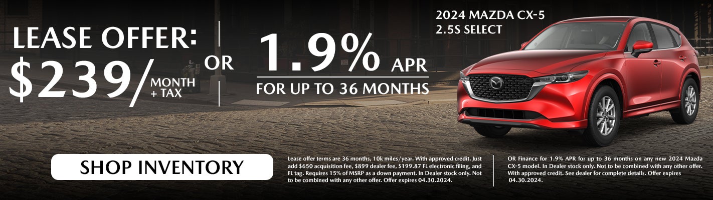 Lease: $239/mo. + tax or 1.9 APR for up to 36 months