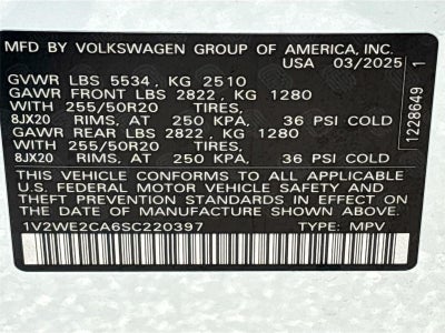 2025 Volkswagen Atlas Cross Sport 2.0T SE w/Technology