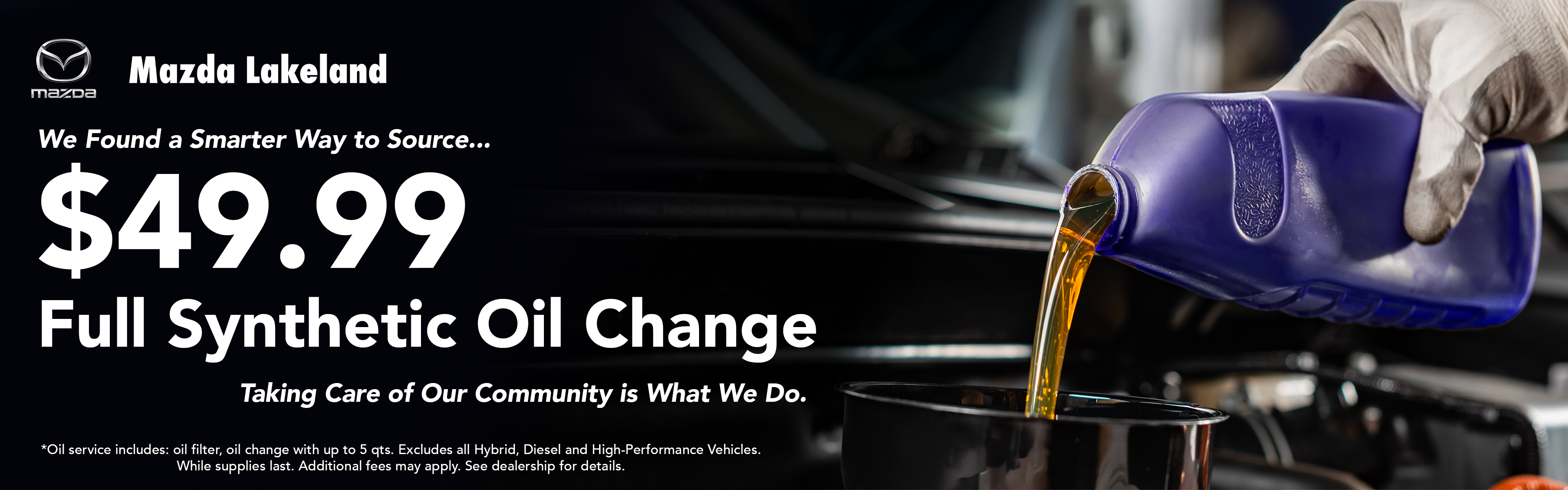 Full synthetic oil change, now with a new low price.