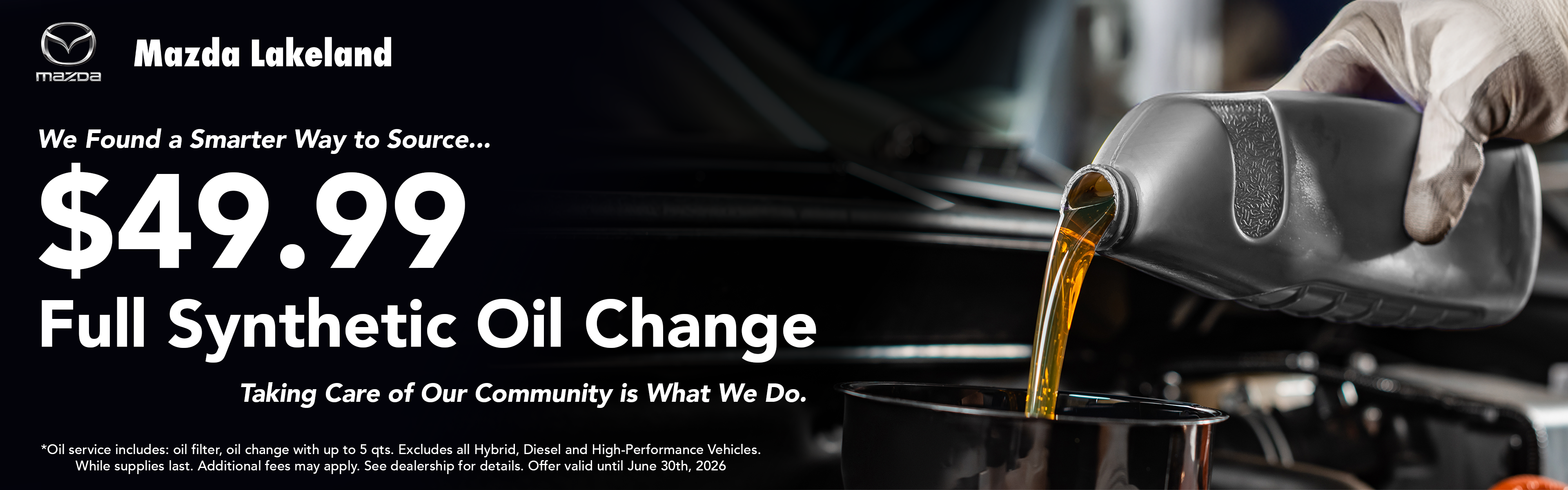 Full synthetic oil change, now with a new low price.