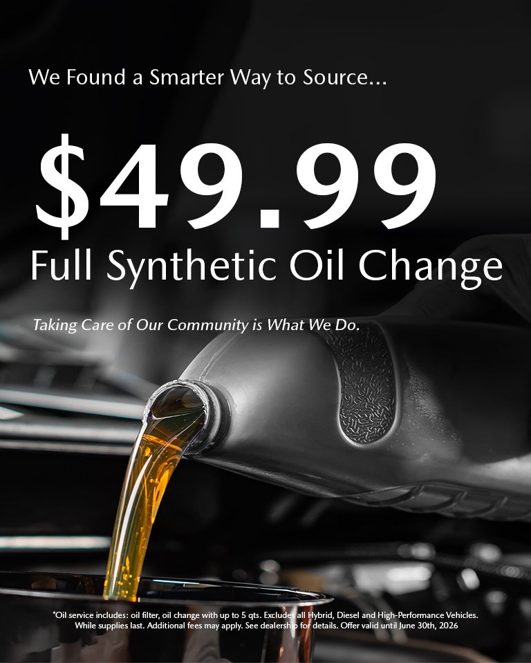 Full synthetic oil change, now with a new low price.