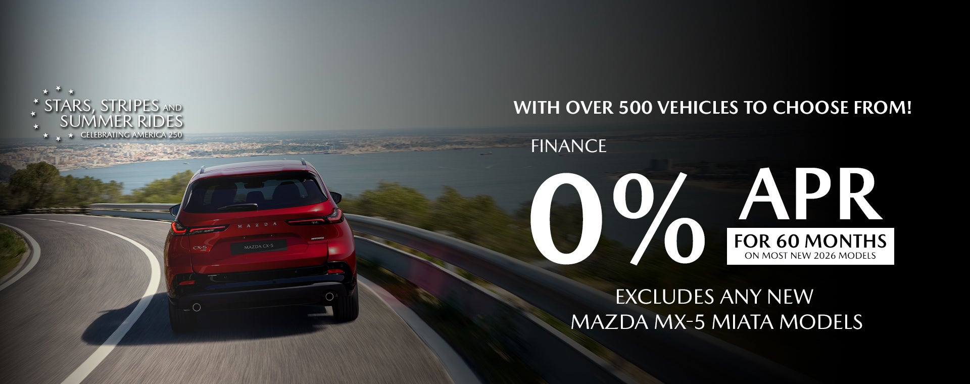0% APR For 60 Months on Most New Mazdas